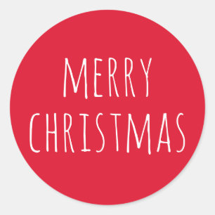 Merry Christmas Cute Festive Red Winter Holiday Classic Round Sticker
