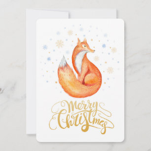 Merry Christmas Cute Fox and Snowflakes Card