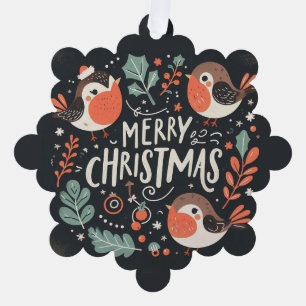 Merry Christmas Cute Foxes and Rabbits Favour Tags Tree Decoration Card