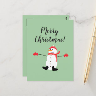 Merry Christmas Cute Frosty Snowman Postcard