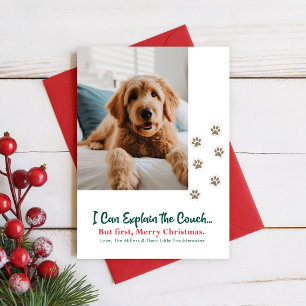 Merry Christmas Cute Funny Pet Dog Puppy Photo Holiday Card