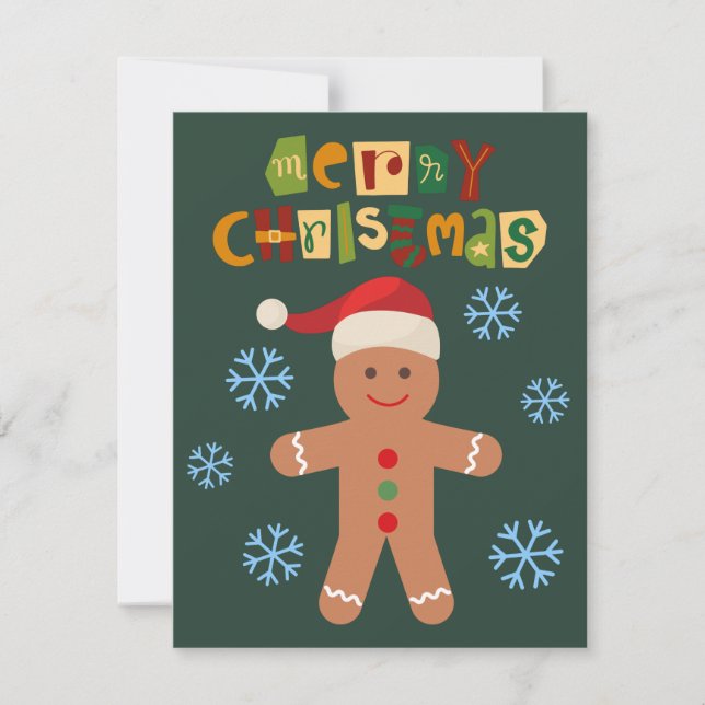 Merry Christmas Cute Gingerbread Man Holiday Card (Front)