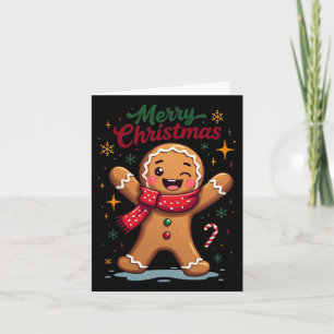 Merry Christmas Cute Gingerbread Man Holiday Festi Card
