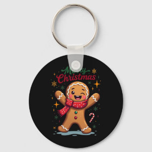 Merry Christmas Cute Gingerbread Man Holiday Festi Key Ring