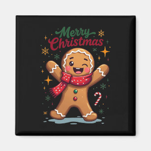 Merry Christmas Cute Gingerbread Man Holiday Festi Magnet
