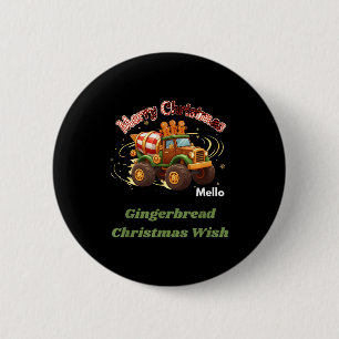 Merry Christmas Cute Gingerbread Mello Mixer Truck 6 Cm Round Badge