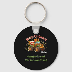 Merry Christmas Cute Gingerbread Mello Mixer Truck Key Ring