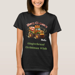 Merry Christmas Cute Gingerbread Mello Mixer Truck T-Shirt