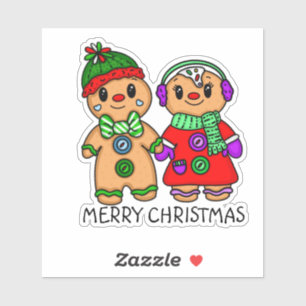 Merry Christmas Cute Gingerbread Men Couple