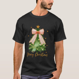 Merry Christmas Cute Girly Christmas Tree Light Co T-Shirt