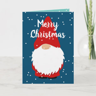 Merry Christmas cute gnome in snow cartoon custom  Holiday Card