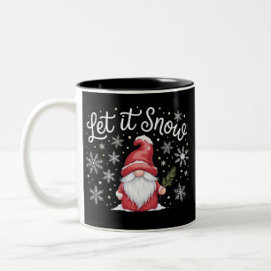 Merry Christmas Cute Gnome Let It Snow Winter Two-Tone Coffee Mug
