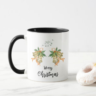 Merry Christmas Cute Green Orange Bells Mug