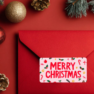 Merry Christmas Cute Hand-Drawn CUSTOM Doodle  Label