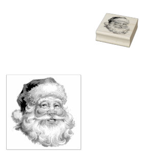 Merry Christmas Cute Happy Santa Claus   Rubber Stamp