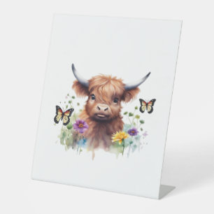 Merry Christmas Cute Highland Cow Classic T-Shirt Pedestal Sign