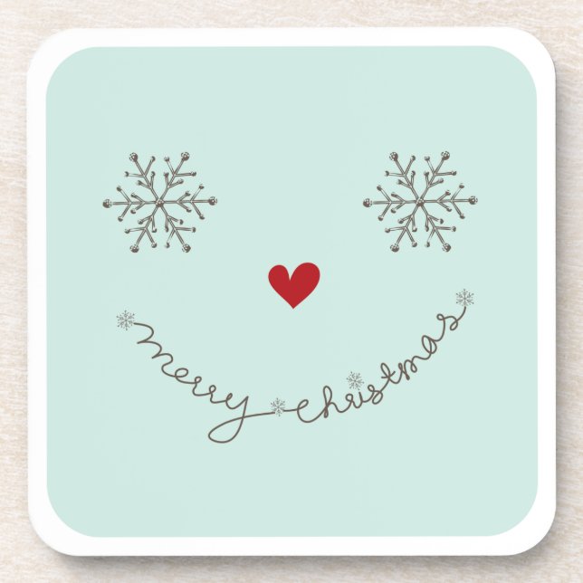 Merry Christmas Cute Holiday Cork Coaster (Front)