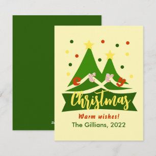 Merry christmas cute holiday tree  card