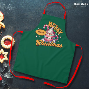 Merry Christmas Cute Hot Chocolate Mug Family Apron