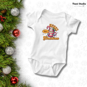 Merry Christmas Cute Hot Chocolate Mug Family Baby Bodysuit