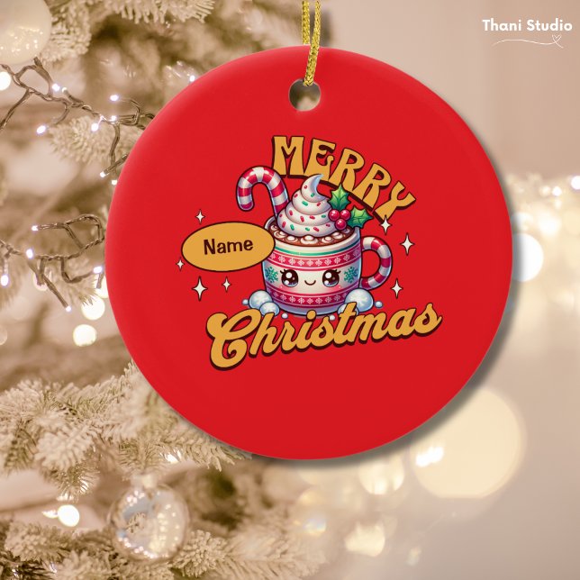 Merry Christmas Cute Hot Chocolate Mug Family Ceramic Tree Decoration (Creator Uploaded)