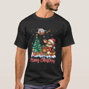 Merry Christmas Cute Kangaroo Santa Hat Kangaroo L T-Shirt