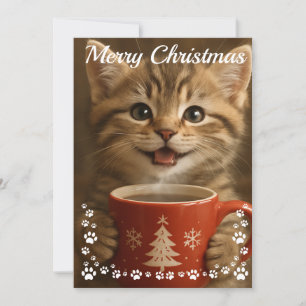 merry christmas cute kitten photo modern holiday card