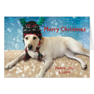 Merry Christmas Cute Lab Dog Lab with Antlers