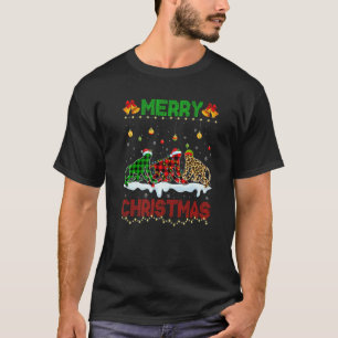 Merry Christmas Cute Monkey Xmas Leopard Plaid San T-Shirt