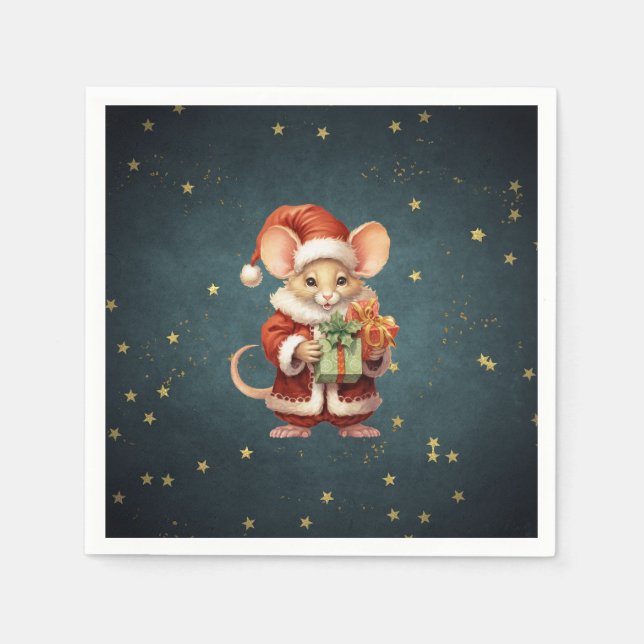 Merry Christmas Cute Mouse Napkin (Front)