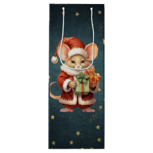 Merry Christmas Cute Mouse Wine Gift Bag