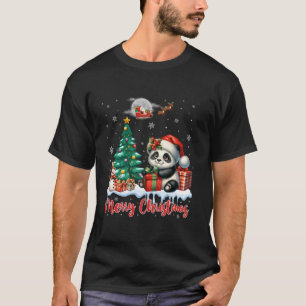 Merry Christmas Cute Panda Santa Hat Panda Lovers T-Shirt