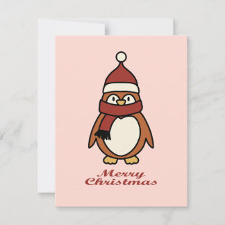 merry christmas cute penguin holiday card