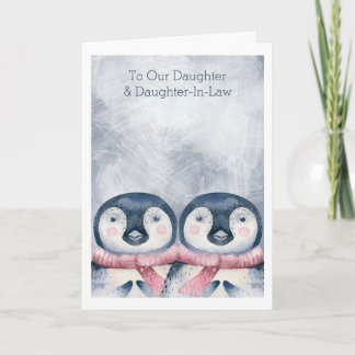 Merry Christmas Cute Penguins Personalised Card