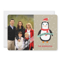 Merry Christmas Cute Penquin Personalised Photo