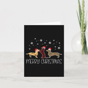 Merry Christmas Cute Plaid Leopard Doxie Dog X-mas Card