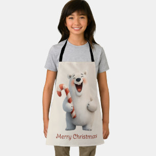 Merry Christmas Cute Polar Bear Design Apron