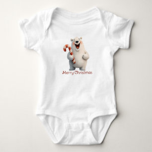 Merry Christmas Cute Polar Bear Design Baby Bodysuit