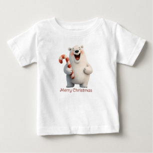 Merry Christmas Cute Polar Bear Design Baby T-Shirt