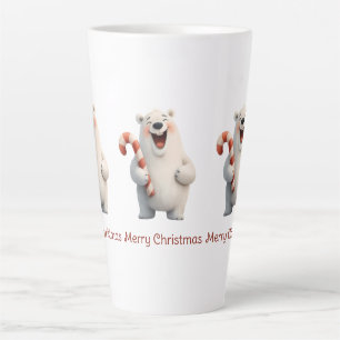 Merry Christmas Cute Polar Bear Design Latte Mug