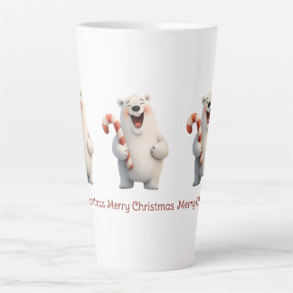 Merry Christmas Cute Polar Bear Design Latte Mug