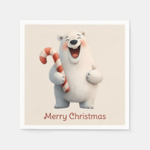 Merry Christmas Cute Polar Bear Design Napkin