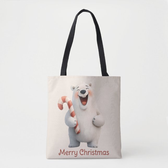 Merry Christmas Cute Polar Bear Design Tote Bag (Front)