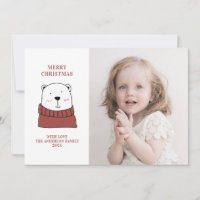 Merry Christmas. Cute polar bear. Funny animal