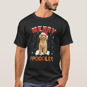 Merry Christmas Cute Poodles Santa Hat Christmas D T-Shirt