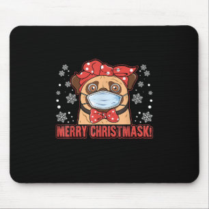 Merry Christmas Cute Pug Dog Breed Furry Mouse Mat