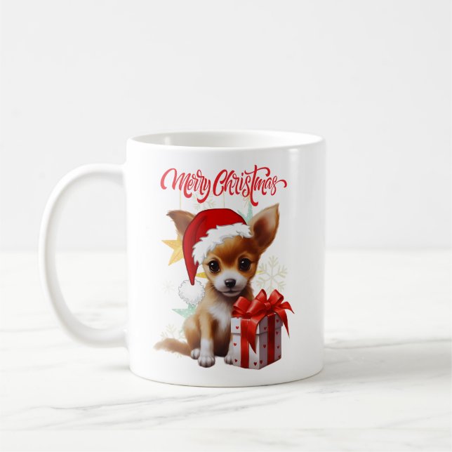 Merry Christmas - Cute Puppy - Coffee Mug (Left)