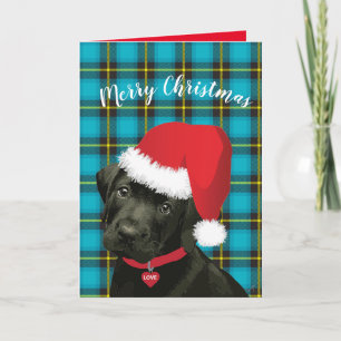 Merry Christmas Cute Puppy Santa Hat Festive Holiday Card