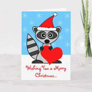 Merry Christmas Cute Racoon Greeting Card