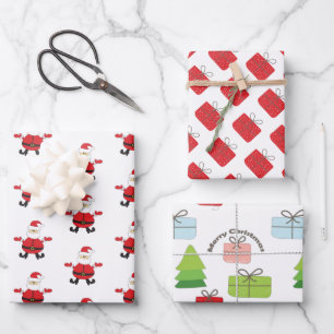 Merry Christmas Cute Red Santa Wrapping Paper Sheet